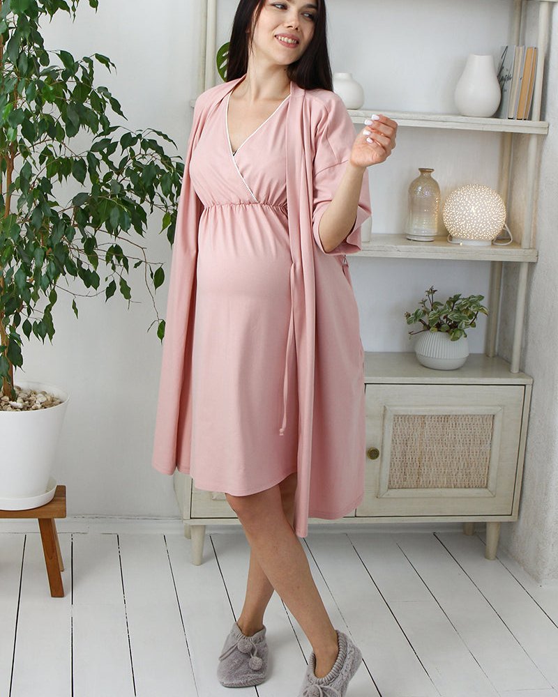 Powder-coated kimono robe with pockets Violet