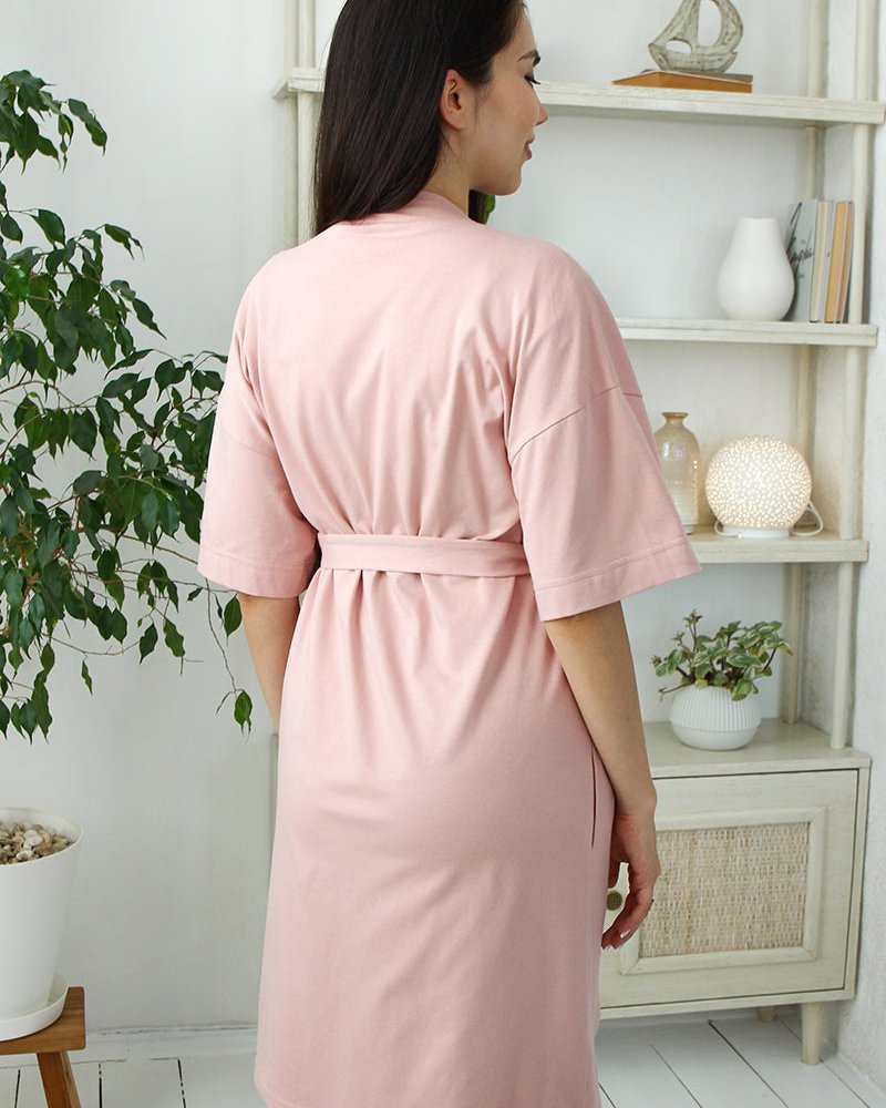 Powder-coated kimono robe with pockets Violet