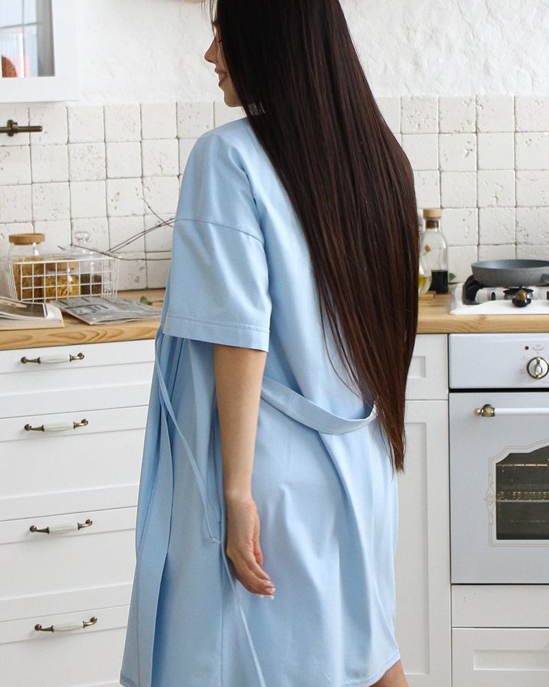Blue kimono robe with pockets for pregnant women Violet