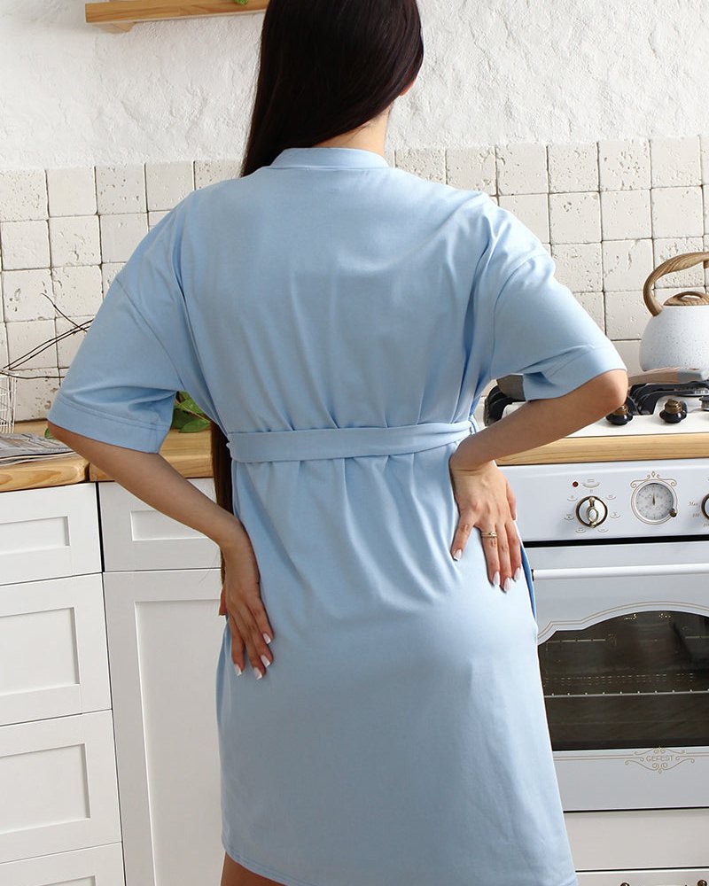 Blue kimono robe with pockets for pregnant women Violet